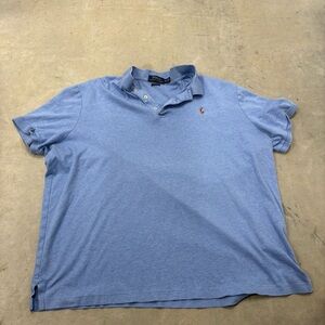 Polo Ralph Lauren‎ Men's Baby Blue Brown Pony Polo Short Sleeve Size XL Preppy